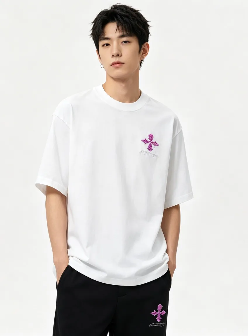 Louis Vuitton/Louis Vuitton warm Color Change embroidered logo short sleeves